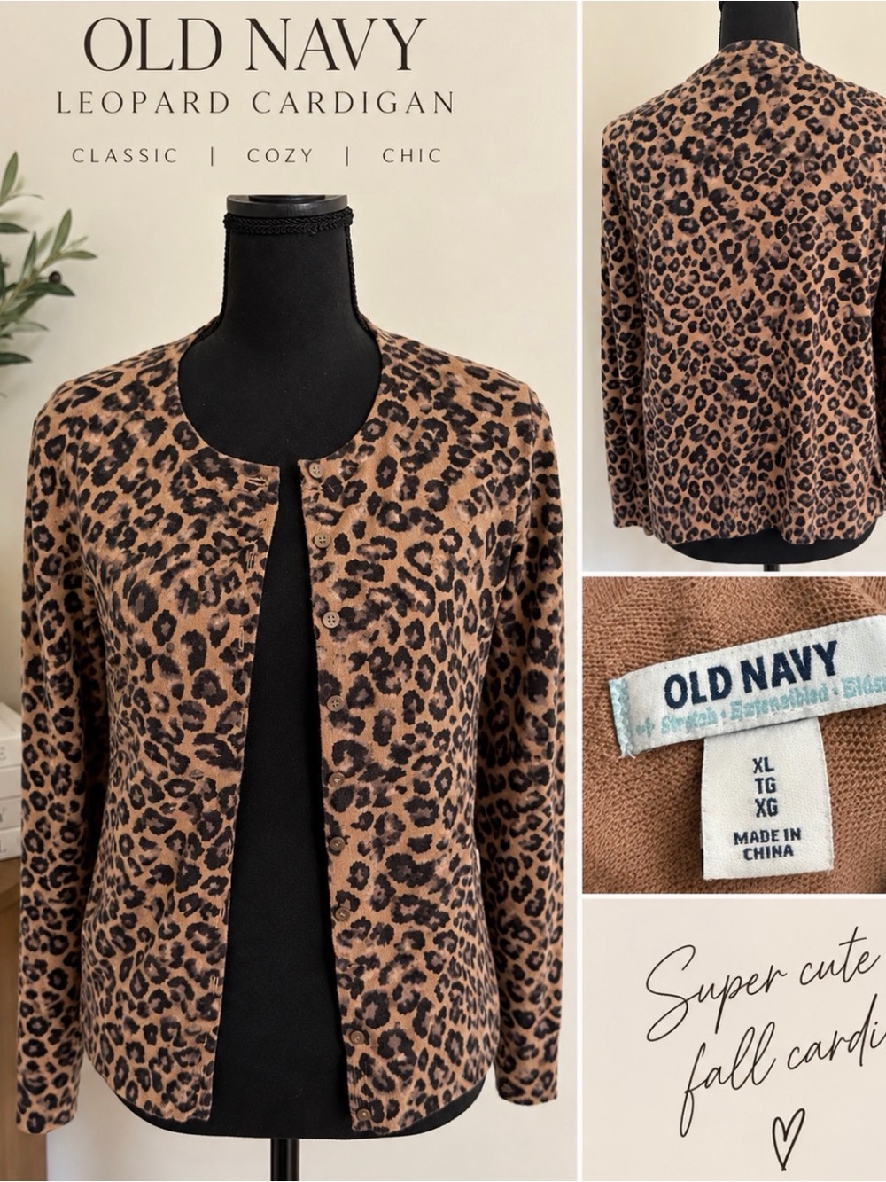 Old Navy Leopard-Print Cardigan - Brown/Black